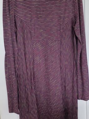 Prana Plum Striped Long Sleeve Top with Pink and Lime Accents